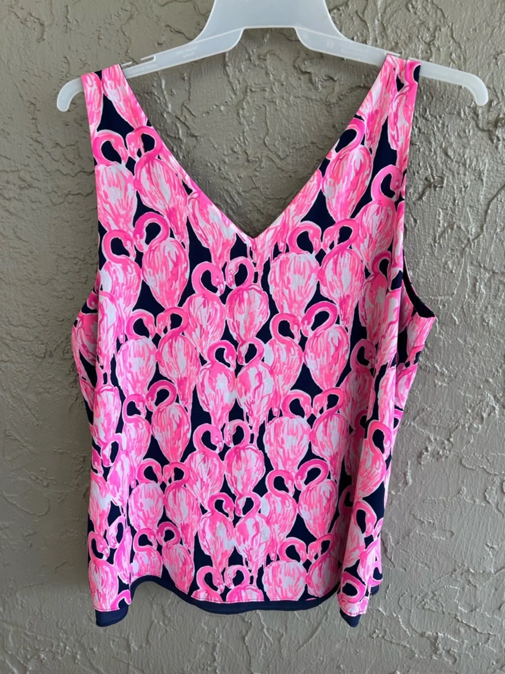 Lilly Pulitzer Navy and Hot Pink Flamingo Print Sleeveless Top - Picture 3 of 5